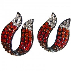 Bling Hip Hop Unique Costume Jewellery Bold Earring Studs, Fashion Women Gift, Red Diamante Horseshoe Large Stud Earrings