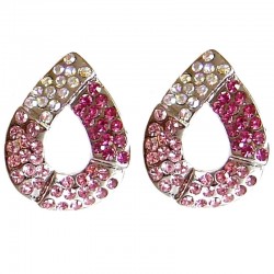 Costume Jewellery Big Earring Studs, Fashion Women Party Dress Accessories, Pink Diamante Open Teardrop Large Stud Earriings