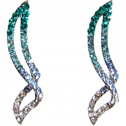 Bling Chic Costume Jewellery Earring Studs, Fashion Women Accessories, Dainty Small Gift, Blue Diamante Twist Long Stud Earrings