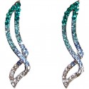 Blue Diamante Twist Long Stud Earrings