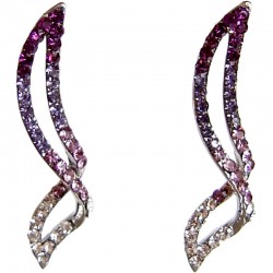 Purple Diamante Twist Long Stud Earrings