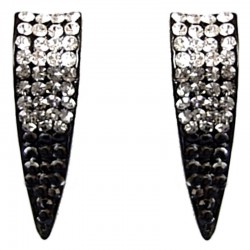 Bling Black White Costume Jewellery, Fashion Women Accessories, Small Gift, Monochrome Diamante Long Triangle Stud Earrings