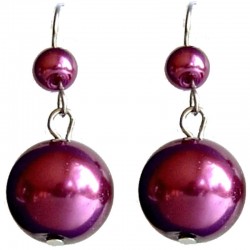 Fake Pearls Simulated Imitation Costume Jewellery, Fashion Women Girls Gift, Fuchsia Faux Pearl Drop Earrings