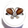 Small Costume Jewellery Rings, Fashion Young Women Girls Little Dainty Gifts, Brown Rhinestone Cute Butterfly Ring