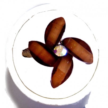 Small Costume Jewellery Rings, Fashion Young Women Girls Little Dainty Gifts, Cute Brown Rhinestone Blossom Lucky Flower Ring