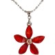 Cute Costume Jewellery Accessories, Fashion Women Teenage Teen Girls Small Gift, Red Rhinestone Lucky Flower Pendant Necklace