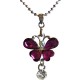 Cute Costume Jewellery Accessories, Fashion Women Teenage Teen Girls Small Gift, Purple Diamante Butterfly Drop Pendant Necklace