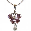 Lilac Diamante Butterfly Drop Pendant
