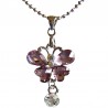 Cute Costume Jewellery Accessories, Fashion Women Teenage Teen Girls Small Gift, Lilac Diamante Butterfly Drop Pendant Necklace