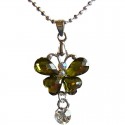 Green Diamante Butterfly Drop Pendant