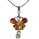 Cute Costume Jewellery Accessories, Fashion Women Teenage Teen Girls Small Gift, Brown Diamante Butterfly Drop Pendant Necklace