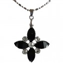 Black Diamante Lucky Flower Pendant