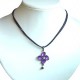 Costume Jewellery Rope Necklaces, Fashion Accessories, Women Dainty Small Gift, Purple Diamante Luck Flower Cord Necklace