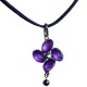 Costume Jewellery Rope Necklaces, Fashion Accessories, Women Dainty Small Gift, Purple Diamante Luck Flower Cord Necklace