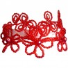 Fashion Handcrafted Costume Jewellery for Wedding dress, Women Gift, Red Beaded Floral Link Statement Bead Bracelet
