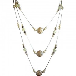 White Bead Floating Multi Layer Long Necklace