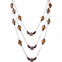 Brown Bead Floating Multi Layer Long Necklace