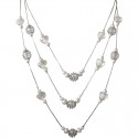 White & Clear Bead Floating Multi Layer Long Necklace