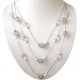 Multi-Strand Costume Jewellery Accessories, Fashion Women Gifts, White & Clear Bead Floating Multi Layer Long Necklace