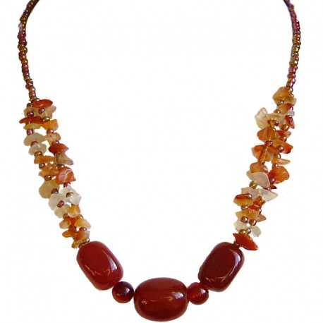 Handcrafted Costume Jewellery Accessories, Handmade Fashion Women Gift, Carnelian Natural Tumble Stone Brown Bead Necklace