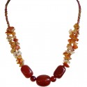 Carnelian Natural Tumble Stone Brown Bead Necklace