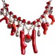 Fashion Women Gift, Natural Stone Costume Jewellery Accessories, Red Coral Reef Cascade Bold Statement Necklace