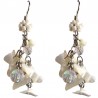 Beige Costume Jewellery, Ivory Mother of Pearl MOP Tumblechip Clear Bead Cluster Drop Earrings