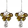 Cute Costume Jewellery Accessories, Fashion Young Women Teenage Teen Girls Small Gift, Green Diamante Butterfly Drop Earrings
