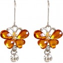 Brown Diamante Butterfly Drop Earrings
