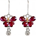 Purple Diamante Butterfly Drop Earrings