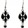  Classic Costume Jewellery Dressy Accessories, Fashion Women Dress Small Gift, Black Diamante Rhombus Black Drop earrings