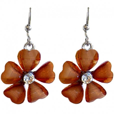 Cute Costume Jewellery Accessories, Fashion Young Women Teenage Teen Girls Gift, Brown Rhinestone Daisy Flower Drop Earrings