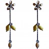 Cute Costume Jewellery Accessories, Fashion Women Girls Small Gift, Brown Enamel Flower Leaf Drop Earrings