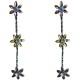 Simple Costume Jewellery Accessories, Fashion Women Girls Small Gift, Three Brown Enamel Marigold Flower Linear Drop Earrings