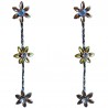 Simple Costume Jewellery Accessories, Fashion Women Girls Small Gift, Three Brown Enamel Marigold Flower Linear Drop Earrings