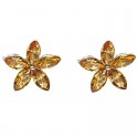 Light Brown Diamante Flower Stud Earrings