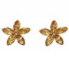 Light Brown Diamante Flower Stud Earrings