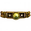 Green Pearl Enamel Rectangle Multi Strand Cord Bracelet