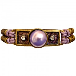 Purple Pearl Enamel Rectangle Multi Strand Cord Bracelet