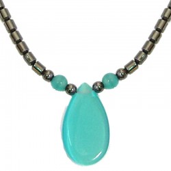 Costume Jewellery Accessoies, Fashion Women Girls Small Gift, Blue Cats Eye Teardrop Haematite Natural Stone Necklace
