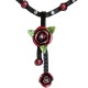 Chic Costume Jewellery Accessoies, Women Girls Cute Small Gift, Red Two Flower Rose Black Mesh Fashion Drop Necklace
