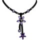 Chic Costume Jewellery Accessoies, Women Girls Cute Small Gift, Purple Two Flower Black Mesh Fashion Drop Necklace