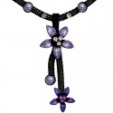 Purple Two Flower Black Mesh Fashion Drop Necklace