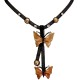 Chic Costume Jewellery Accessoies, Women Girls Cute Small Gift, Brown Two Butterfly Black Mesh Fashion Drop Necklace