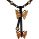 Chic Costume Jewellery Accessoies, Women Girls Cute Small Gift, Brown Two Butterfly Black Mesh Fashion Drop Necklace