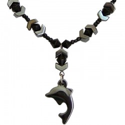 Costume Jewellery Accessoies, Fashion Women Girls Gift, Natural Stone Haematite Cute Dolphin Bead Necklace