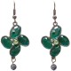 Chic Costume Jewellery Accessories, Fashion Women Girls Small Gift, Green Diamante Luck Flower Grey Pearl Drop Earrings