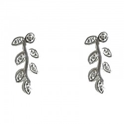 Fashion Women Gifts, Costume Jewellery, Silver Olive Leaf 925 Stud Earrings