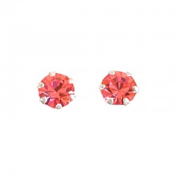 Fashion Women Girls Costume Jewellery, Pink Austrian Crystal 5mm 925 Sterling Silver Stud Earrings