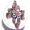 Feminine Statement Costume Jewellery, Fashion Young Women Girls Gift, Pink Diamante Flower Copper Ring